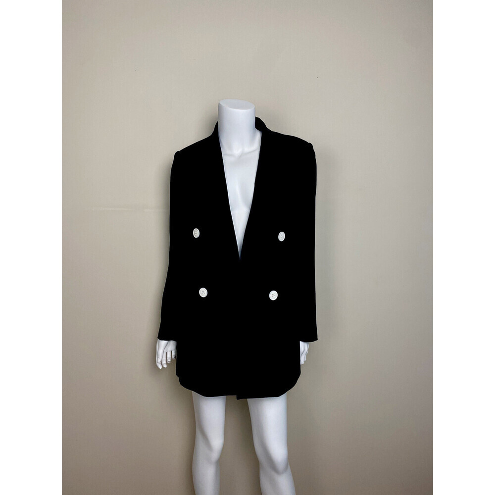 Mo & Co Women's Double Breast Blazer With Slogan On Inner In Black Size M $350